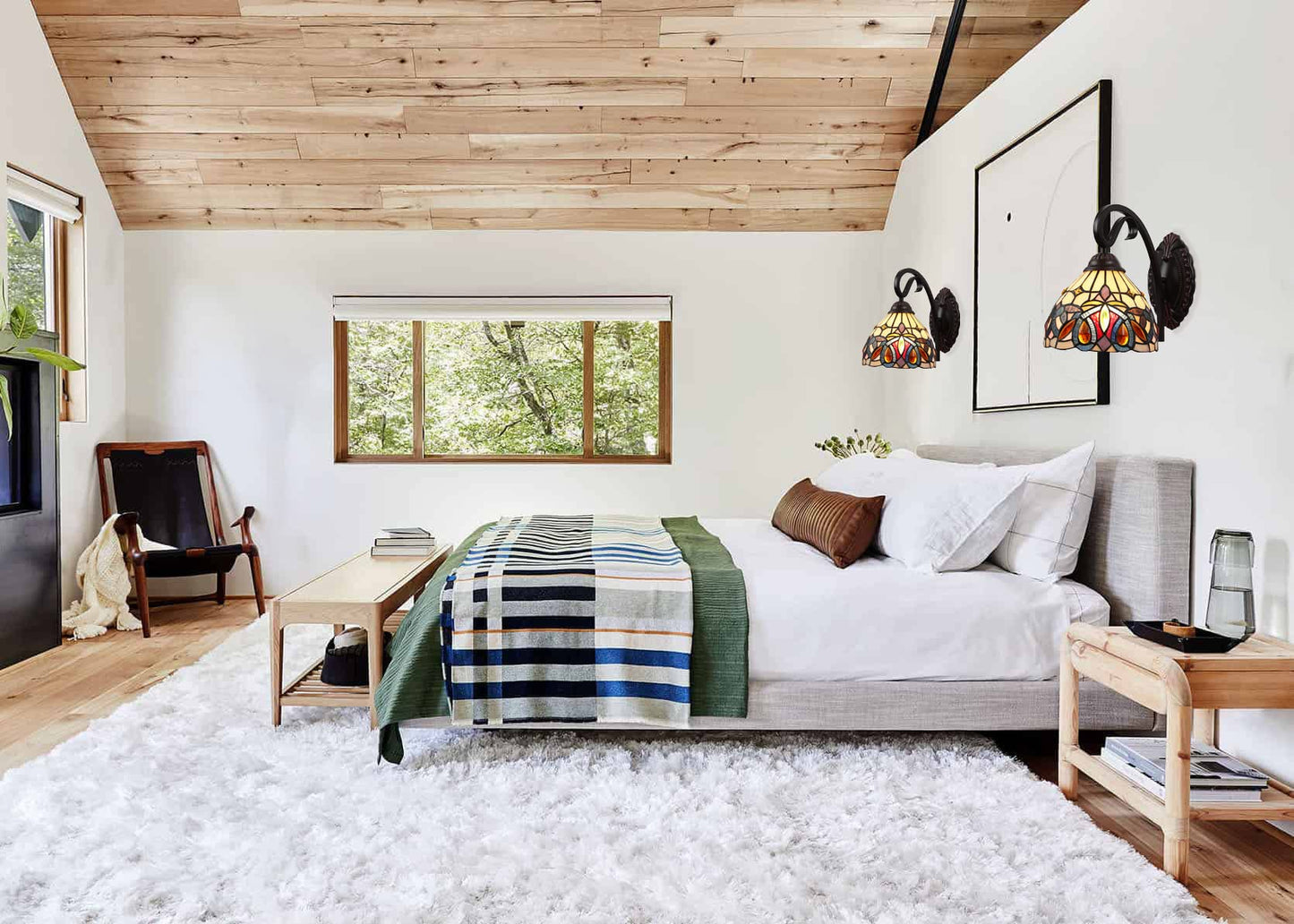 Chloe Lighting Victorian Tiffany-Style Wall Sconce, 1 Light, Dark Bronze, 8in Wide, Multicolor, Model CH3T353BV08-WS1