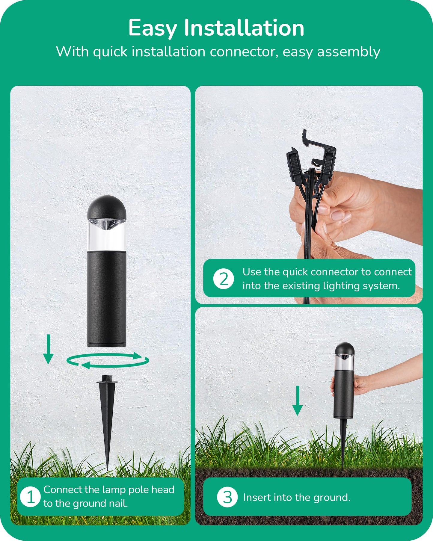 EDISHINE Low Voltage Landscape Lighting, 12V 3W, 3000K Warm White, Waterproof Electric Bollard Lights, Black, Model LNX1501LX-01