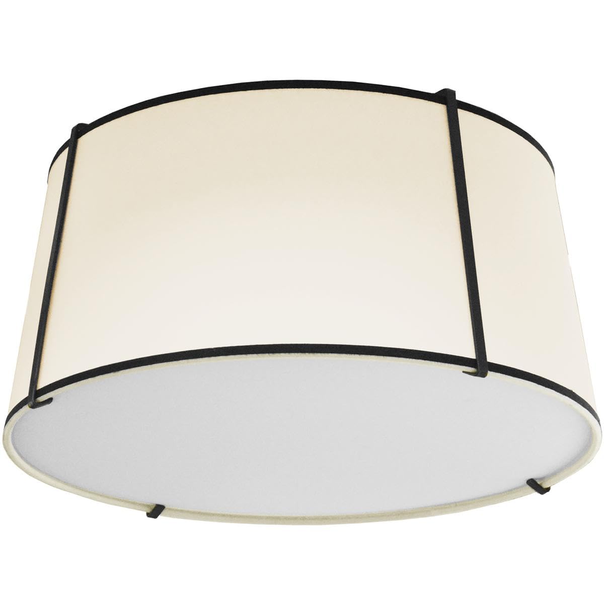 Dainolite Trapezoid Flush Mount Light, 3-Light, 180W, Cream, Model TRA-3FH-BK-CRM, Black Finish