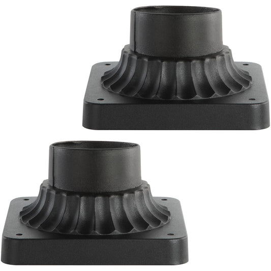 LUTEC Outdoor Post Light Mounting Base 2 Pack, Cast Aluminum, Matte Black, Model 9700008012-2pcs