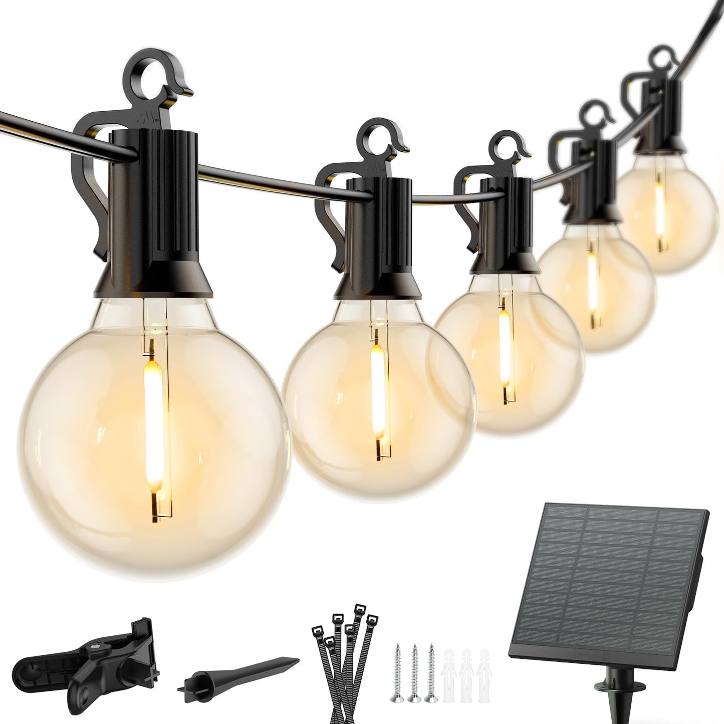 Minetom Solar String Lights 75FT Warm White 35 LED Shatterproof Bulbs Waterproof Outdoor Patio Garden Decor