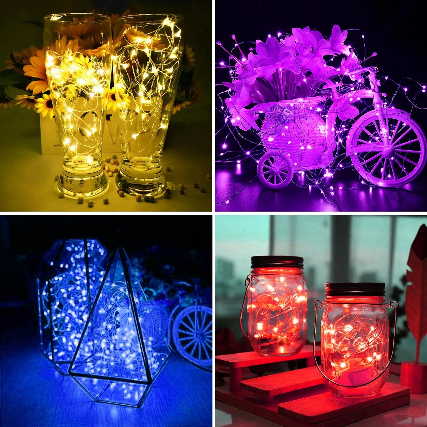 ZGWJ 24 Pack Fairy Lights, 7ft 20 Mini LED String Lights, Battery Operated, Silver Wire, Mixed-Color, Model D2-2MXD-24MIX